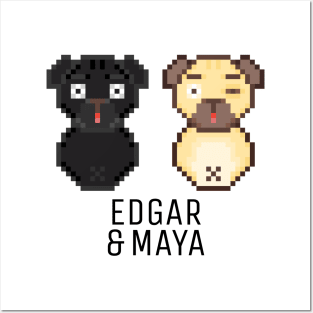 Pug Edgar & Maya Black Posters and Art